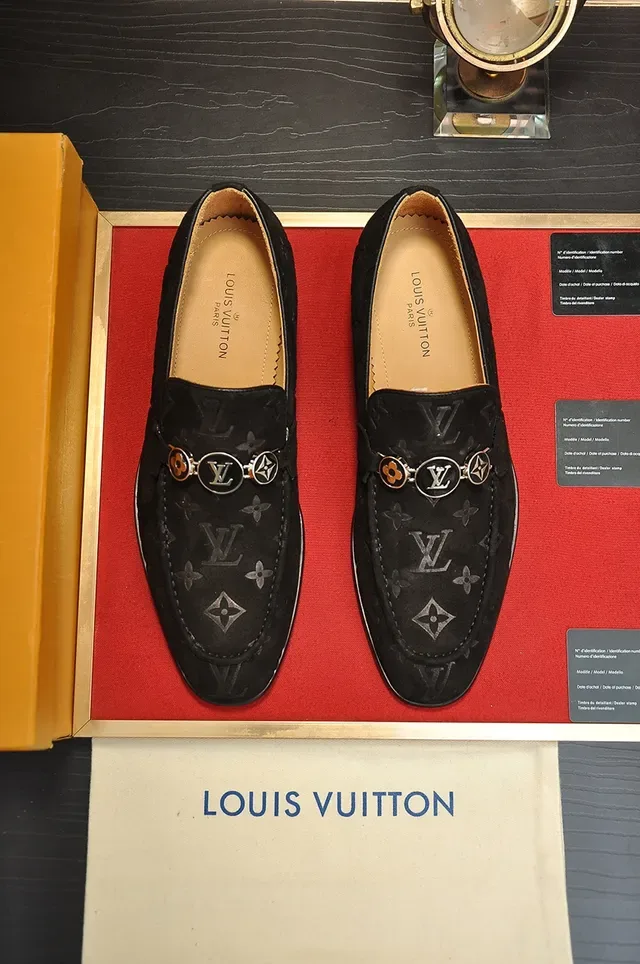 Louis Vuitton Loafer Black Beige Monogrammed Suede Metal Horsebit Ornament Loafer 5