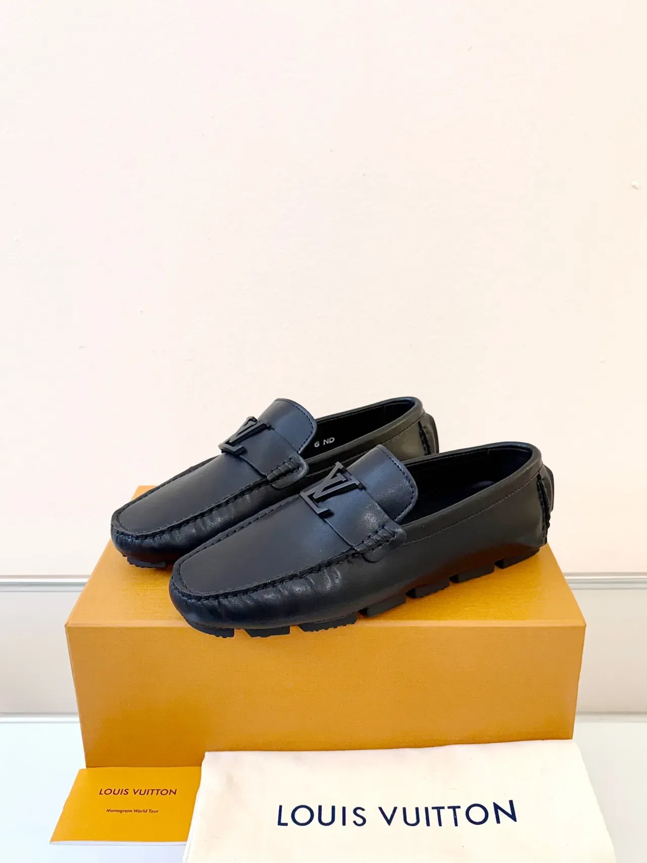Louis Vuitton Loafer Black Leather Monogram Buckle Loafers 2