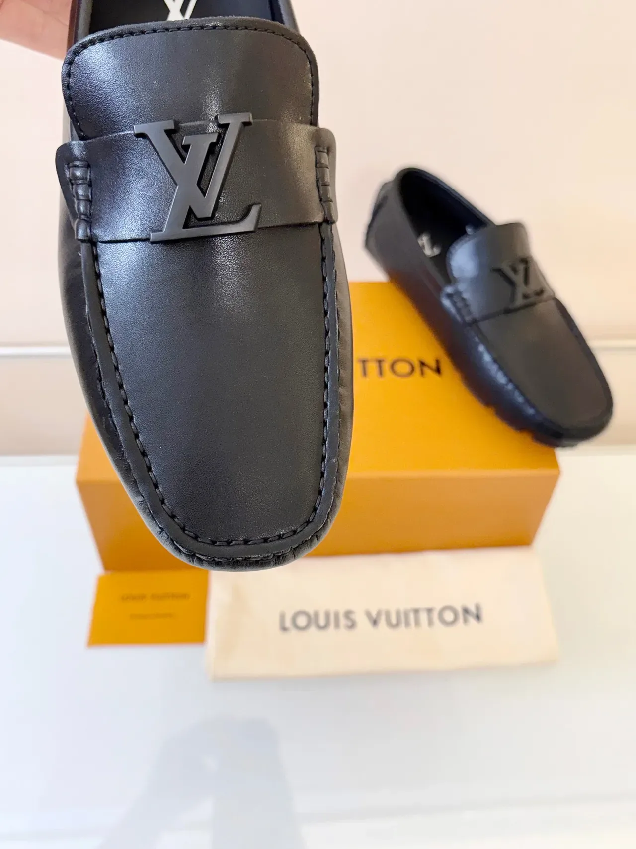 Louis Vuitton Loafer Black Leather Monogram Buckle Loafers 3