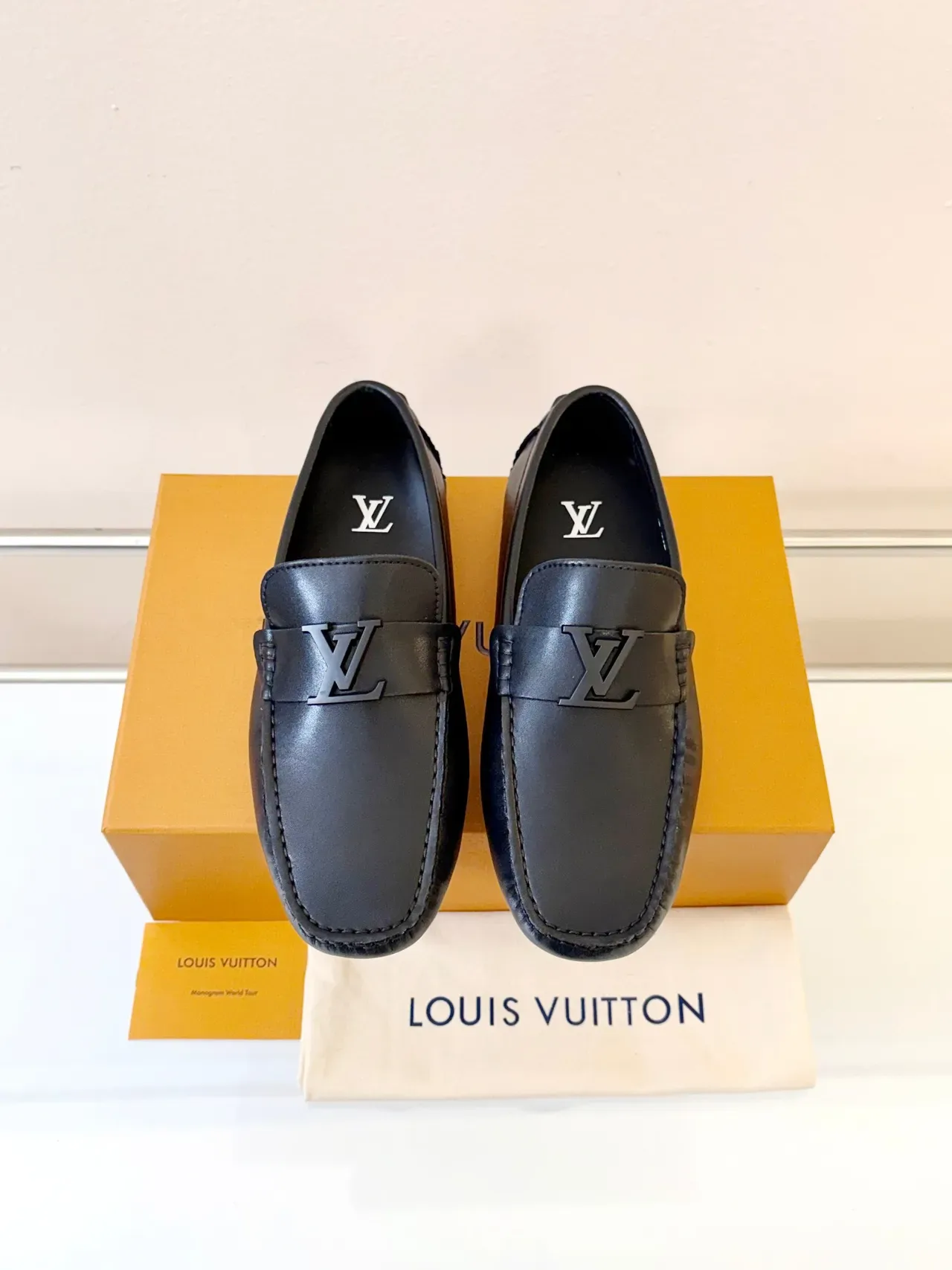 Louis Vuitton Loafer Black Leather Monogram Buckle Loafers 6