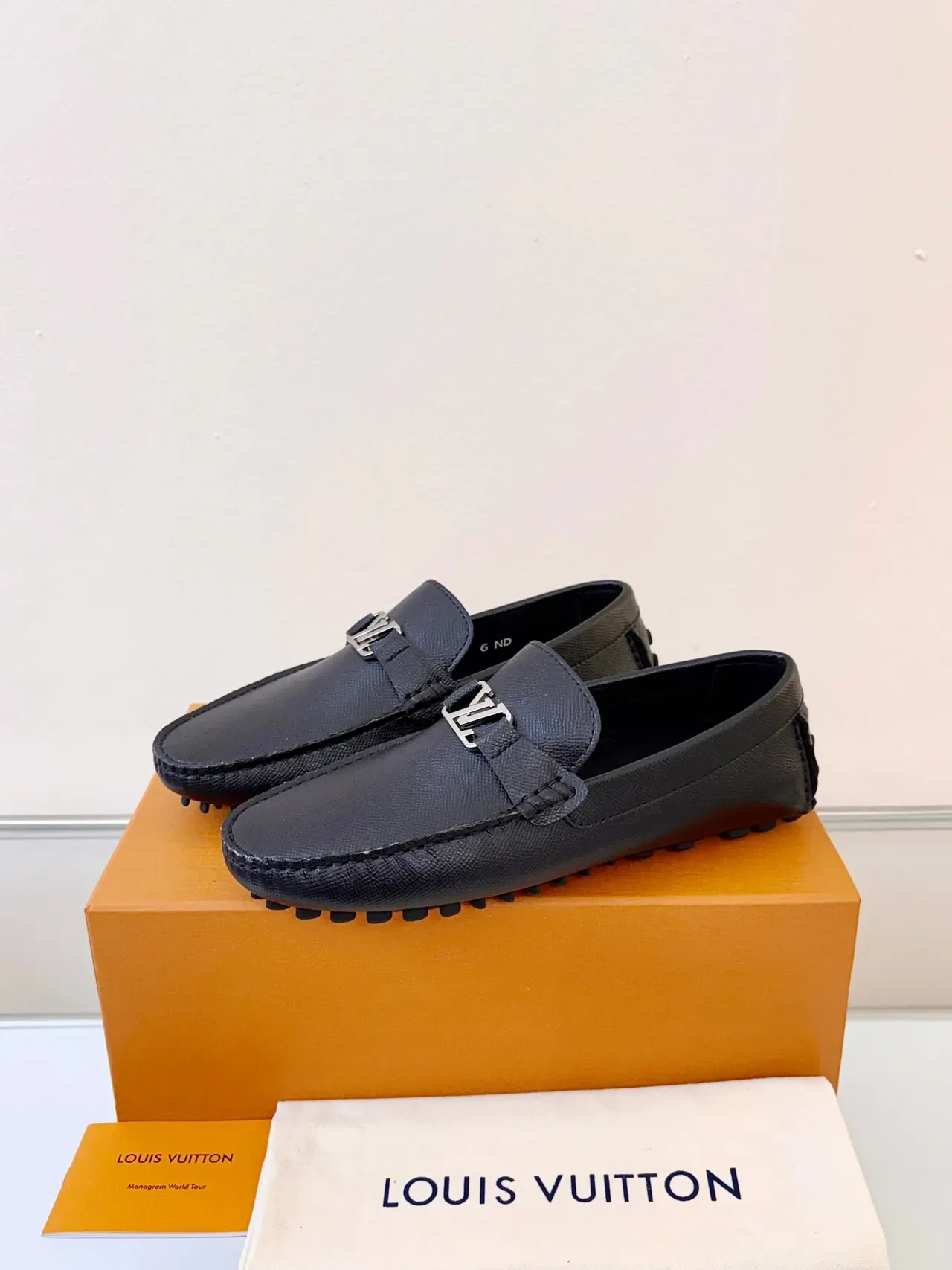 Louis Vuitton Loafer Black Pebbled Leather LV Buckle Strap Loafer 2