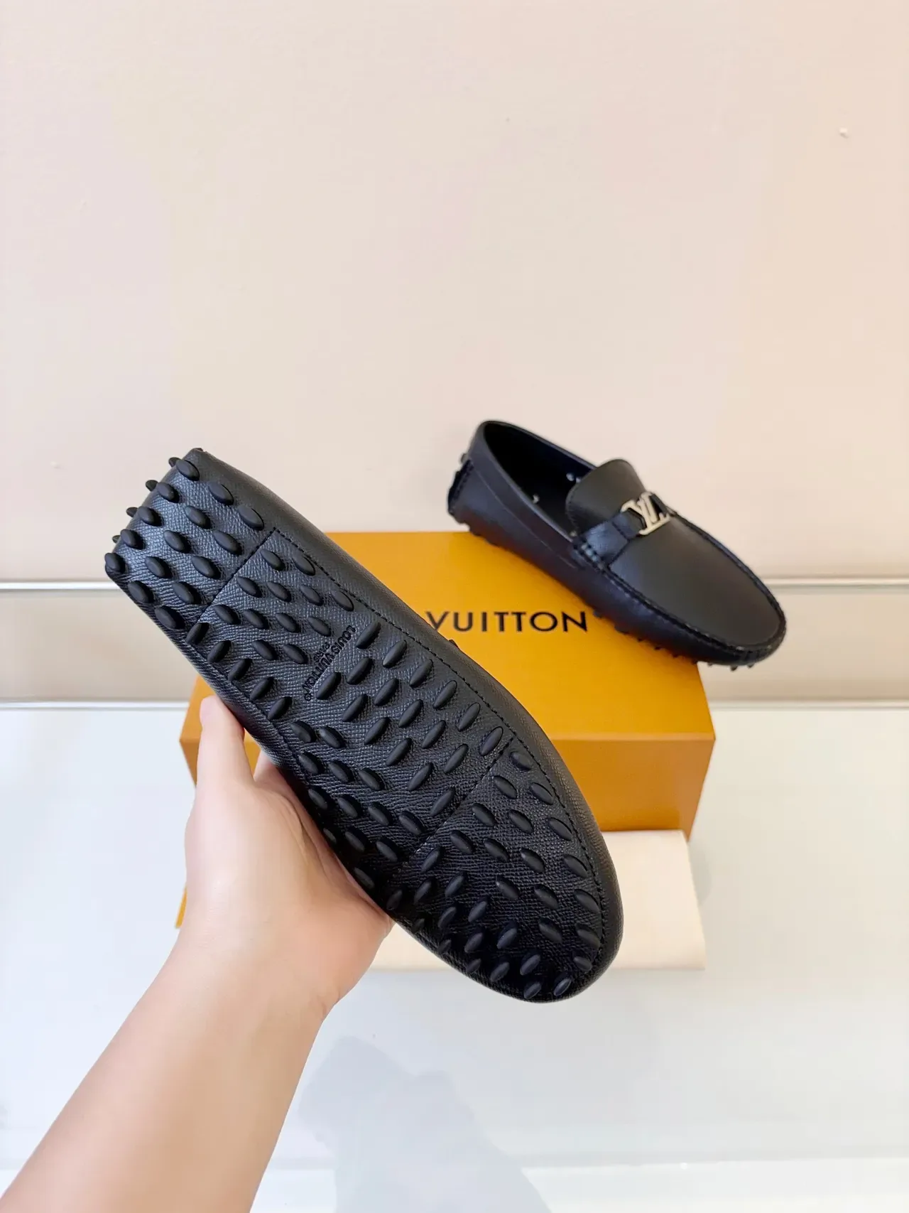 Louis Vuitton Loafer Black Pebbled Leather LV Buckle Strap Loafer 5