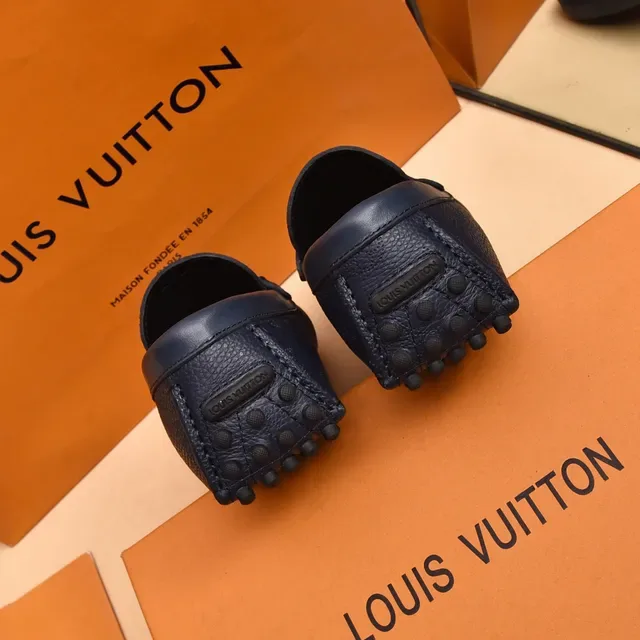 Louis Vuitton Loafer Navy Black Monogrammed Leather Metal LV Buckle Strap Loafer 2