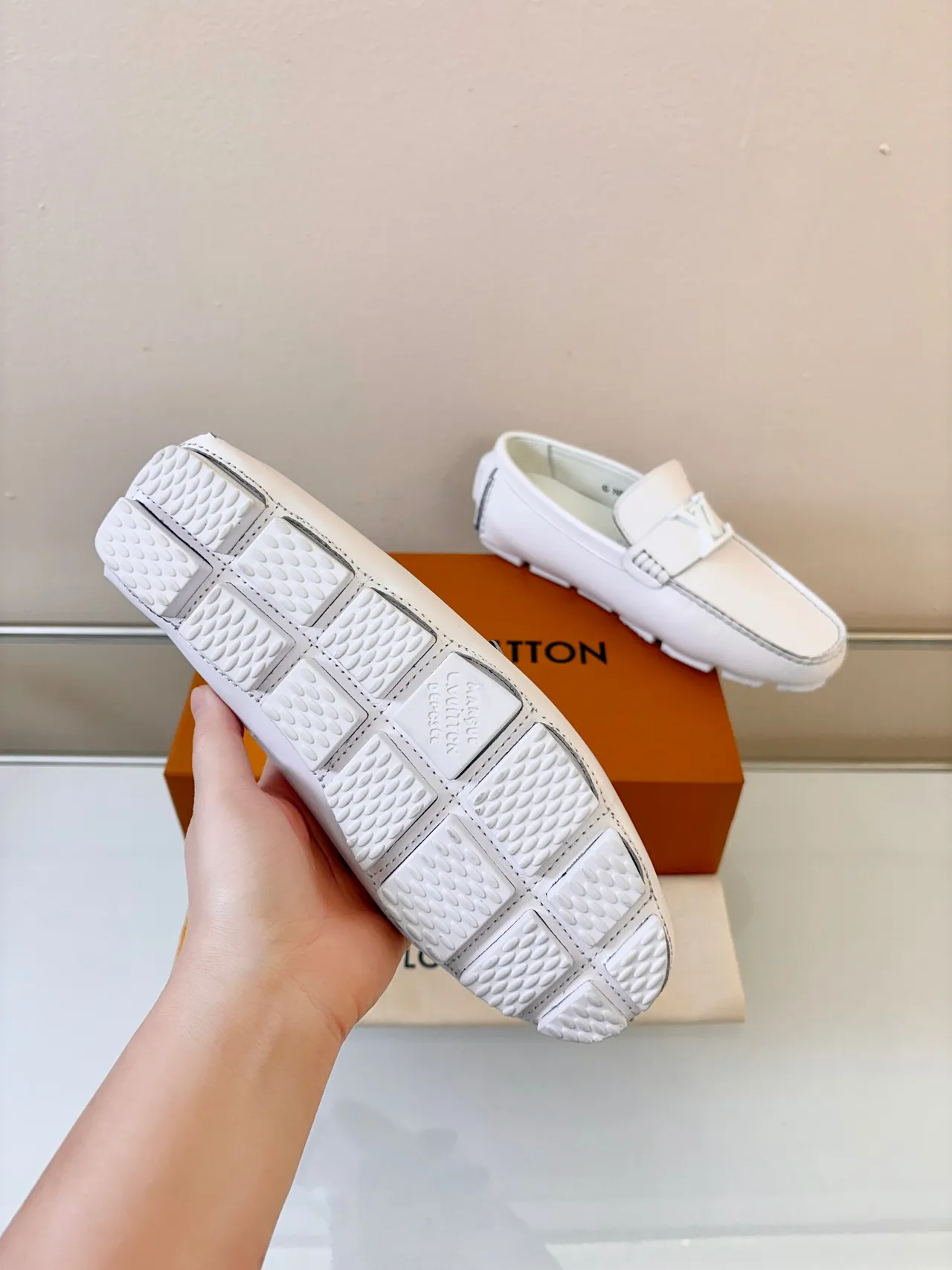 Louis Vuitton Loafer White Leather LV Buckle Strap Loafers 5
