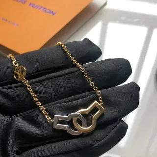 Louis Vuitton Lock & Key Dual-Tone Gold and Silver Necklace