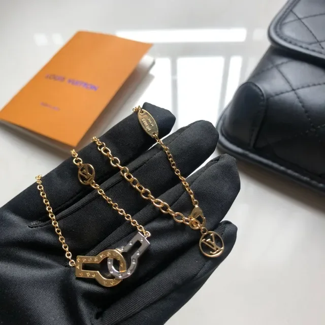 Louis Vuitton Lock & Key Dual-Tone Gold and Silver Necklace 2