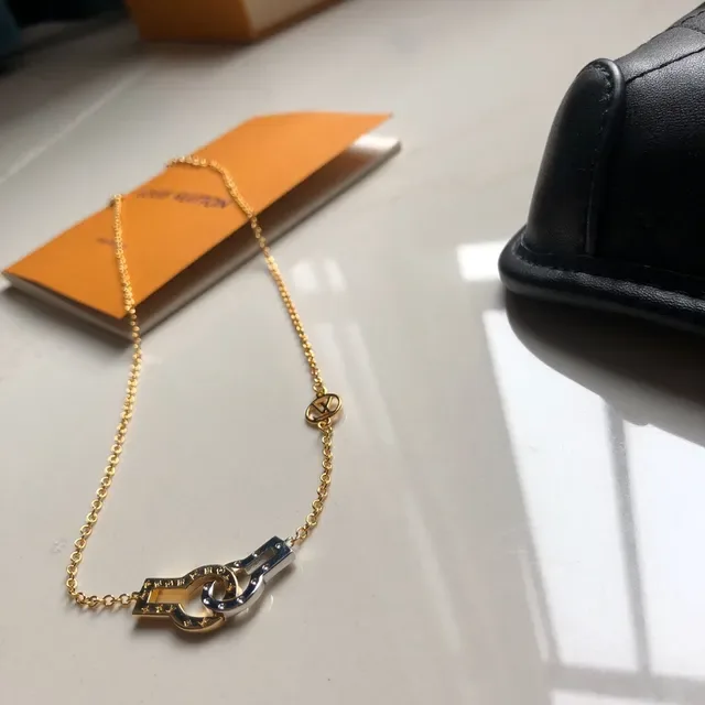 Louis Vuitton Lock & Key Dual-Tone Gold and Silver Necklace 4