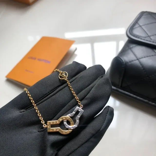 Louis Vuitton Lock & Key Dual-Tone Gold and Silver Necklace 5