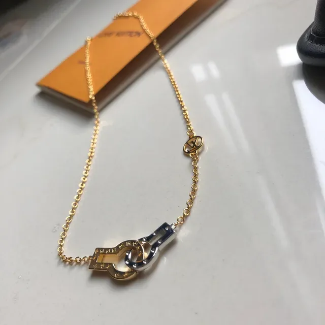 Louis Vuitton Lock & Key Dual-Tone Gold and Silver Necklace 6