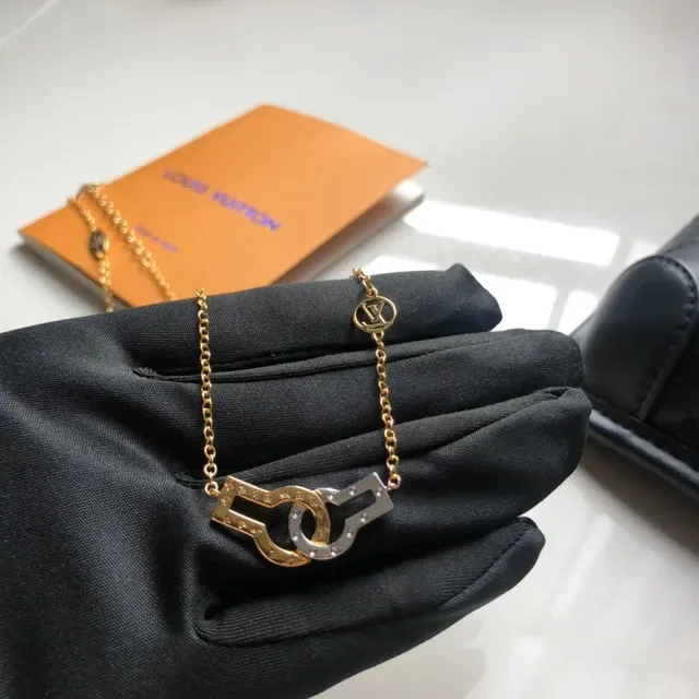 Louis Vuitton Lock & Key Dual-Tone Gold and Silver Necklace 7