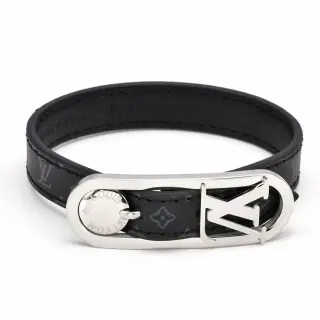 إسورة Louis Vuitton Lockit Monogram جلد أسود ولون فضي