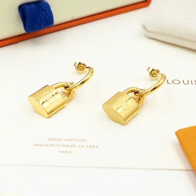 Louis Vuitton Lockit Padlock Gold-Tone Earrings 2