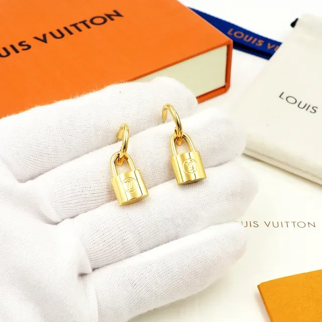 Louis Vuitton Lockit Padlock Gold-Tone Earrings 3