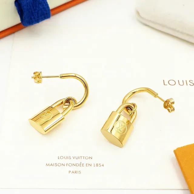 Louis Vuitton Lockit Padlock Gold-Tone Earrings 4