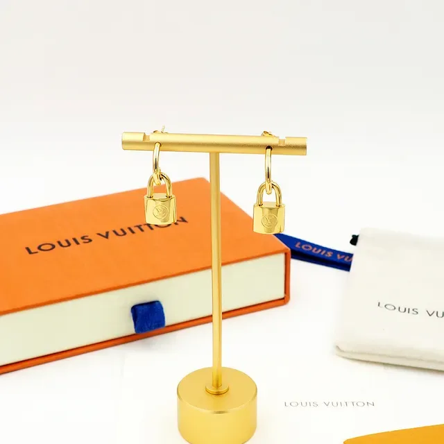 Louis Vuitton Lockit Padlock Gold-Tone Earrings 5