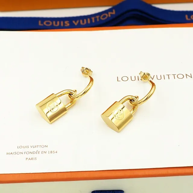 Louis Vuitton Lockit Padlock Gold-Tone Earrings 7