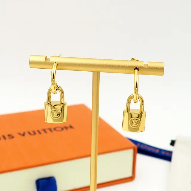 Louis Vuitton Lockit Padlock Gold-Tone Earrings 8