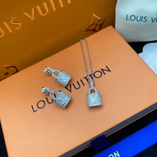 Louis Vuitton Lockit Silver Transparent Lock-Shaped Pavé-Crystal Necklace