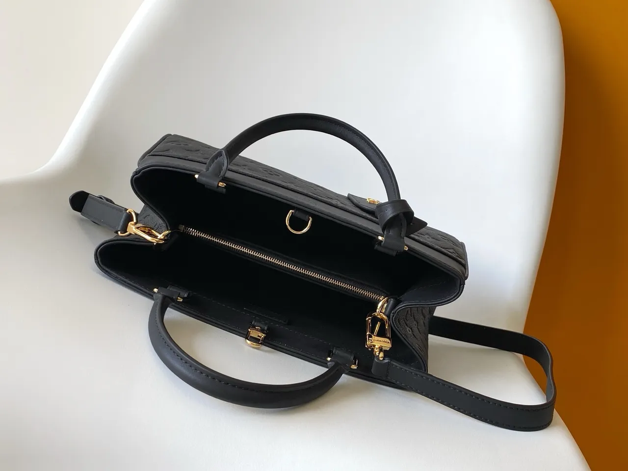 Louis Vuitton Lockme Black Embossed Monogram Structured Boston Bag 2