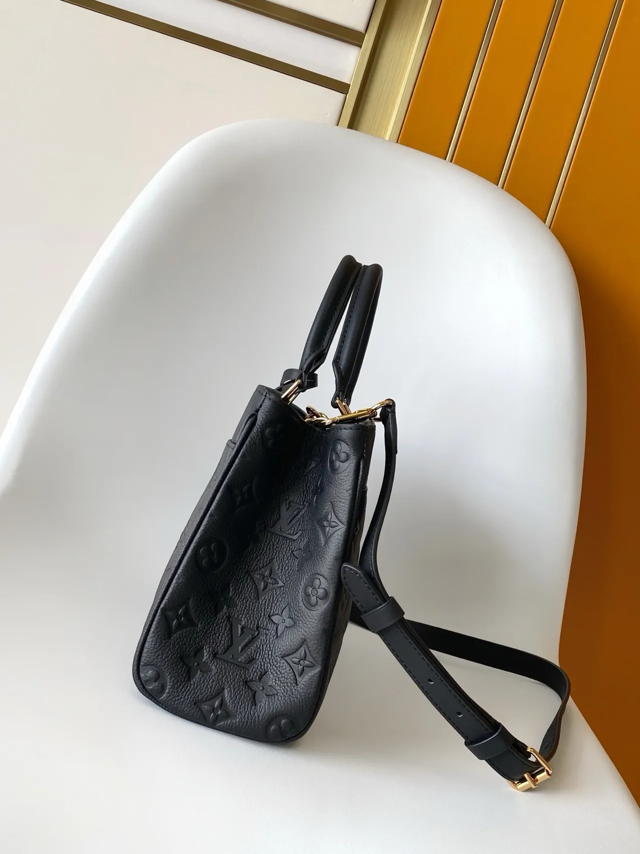 Louis Vuitton Lockme Black Embossed Monogram Structured Boston Bag 7