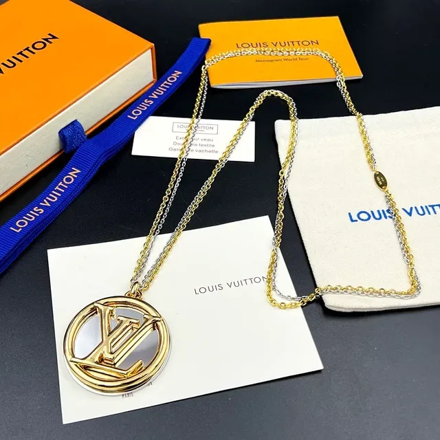 Louis Vuitton Louise Circular Monogram Gold and Silver Long Necklace 2