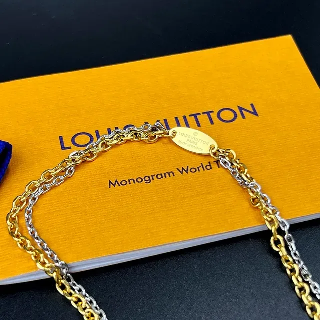 Louis Vuitton Louise Circular Monogram Gold and Silver Long Necklace 3