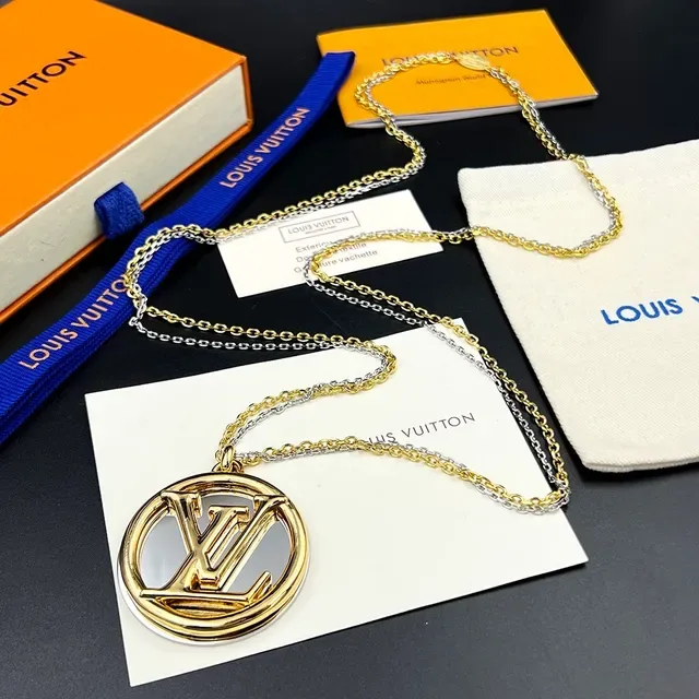 Louis Vuitton Louise Circular Monogram Gold and Silver Long Necklace 4