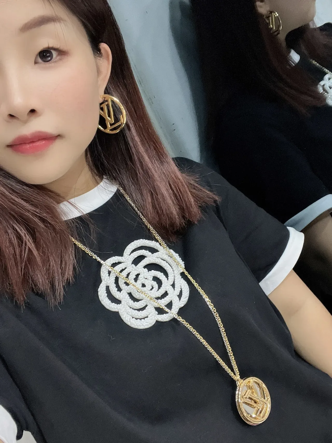 Louis Vuitton Louise Circular Monogram Gold and Silver Long Necklace 6