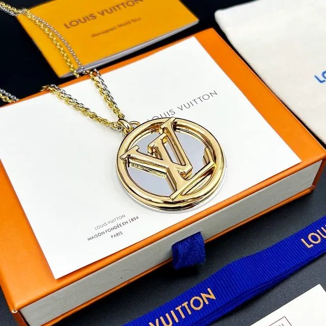 Louis Vuitton Louise Circular Monogram Gold and Silver Long Necklace 9