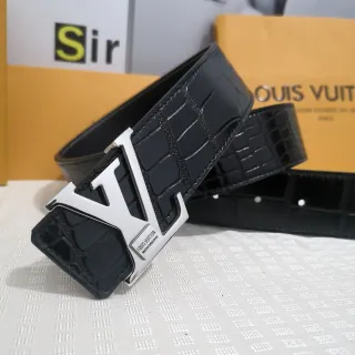 Louis Vuitton LV Belt Black Crocodile-Embossed Leather Belt
