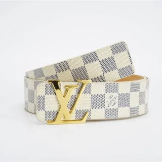 Louis Vuitton LV Belt Damier Azur Cream and Navy Leather Belt