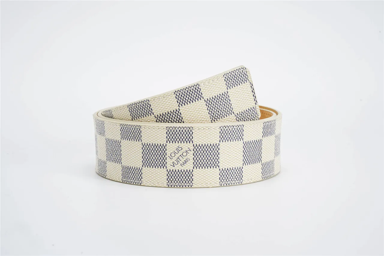 Louis Vuitton LV Belt Damier Azur Cream and Navy Leather Belt 3
