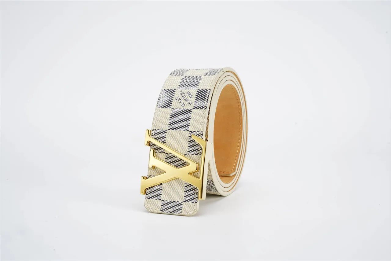 Louis Vuitton LV Belt Damier Azur Cream and Navy Leather Belt 6