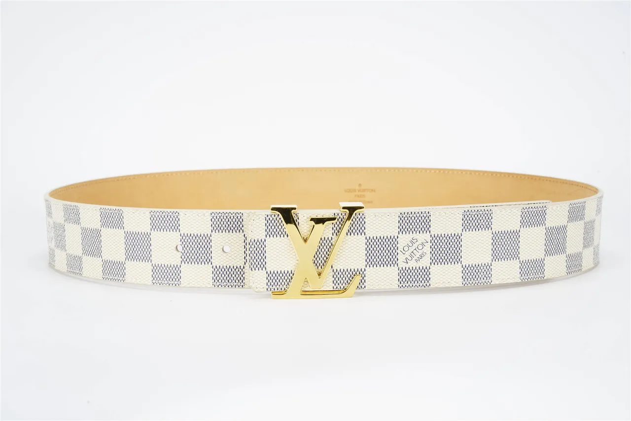Louis Vuitton LV Belt Damier Azur Cream and Navy Leather Belt 8