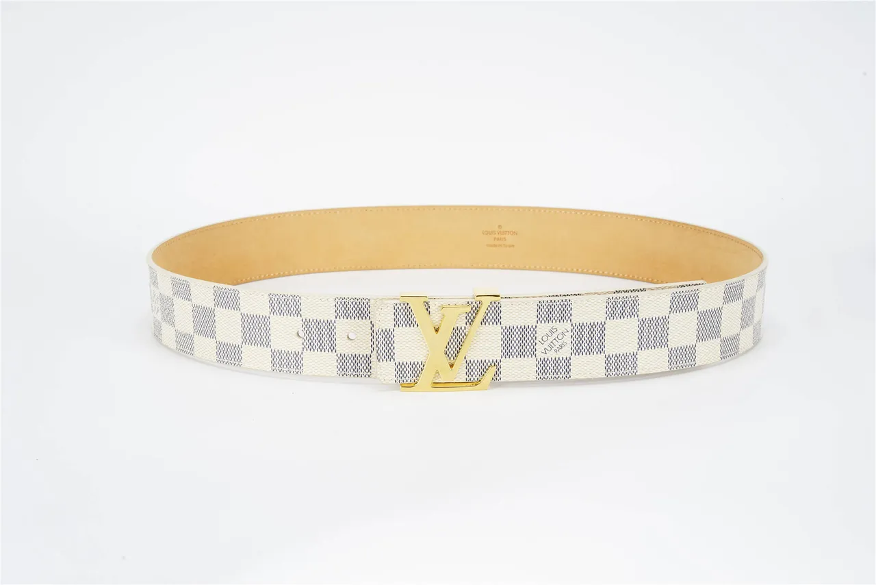 Louis Vuitton LV Belt Damier Azur Cream and Navy Leather Belt 9
