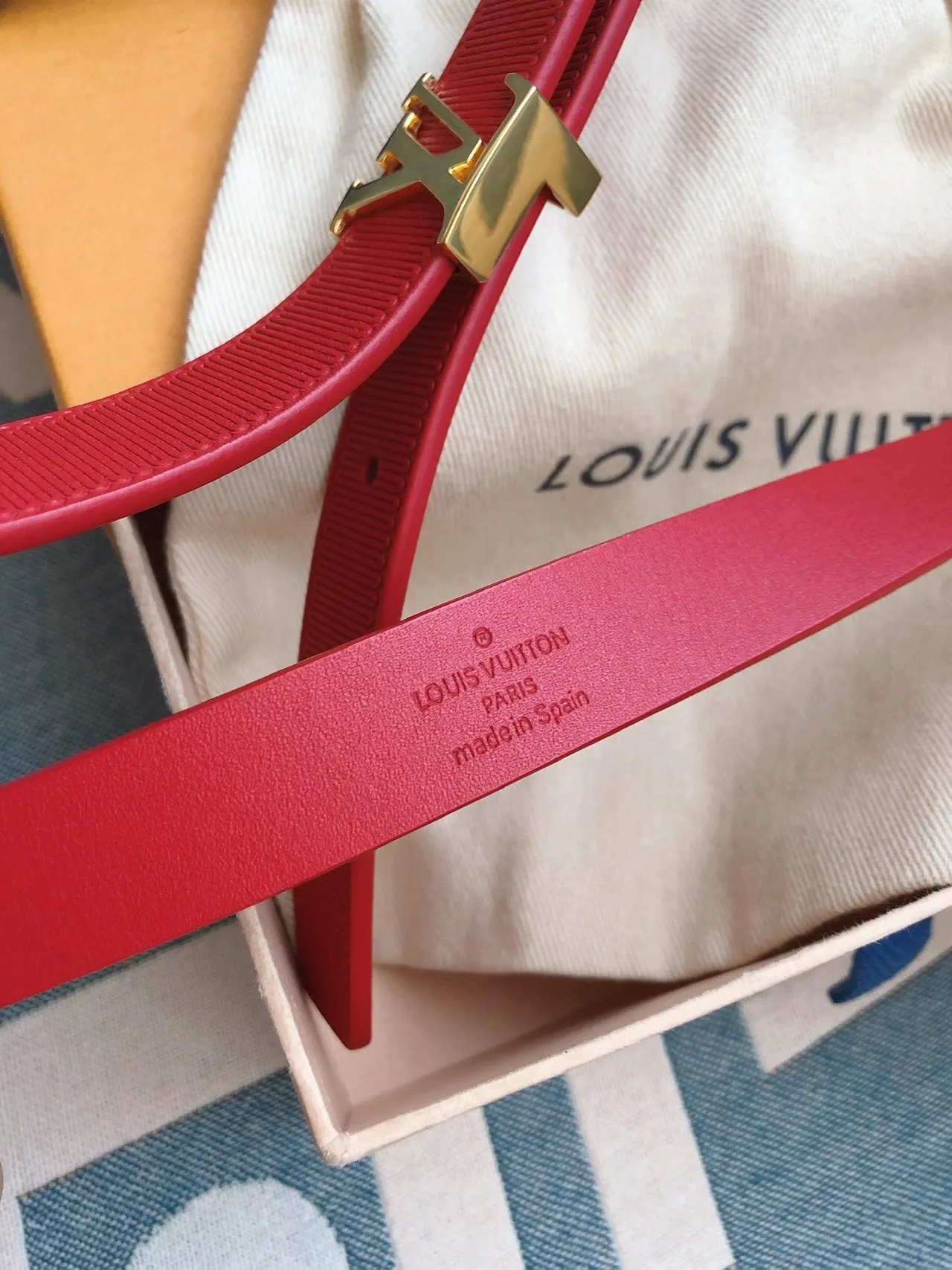 Louis Vuitton LV Sangle Tressée Rouge Boucle Dorée à Verrou Cuir 6