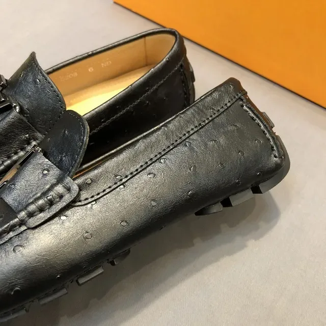 Louis Vuitton LV Buckle Loafer Black Ostrich Leather Loafers 3
