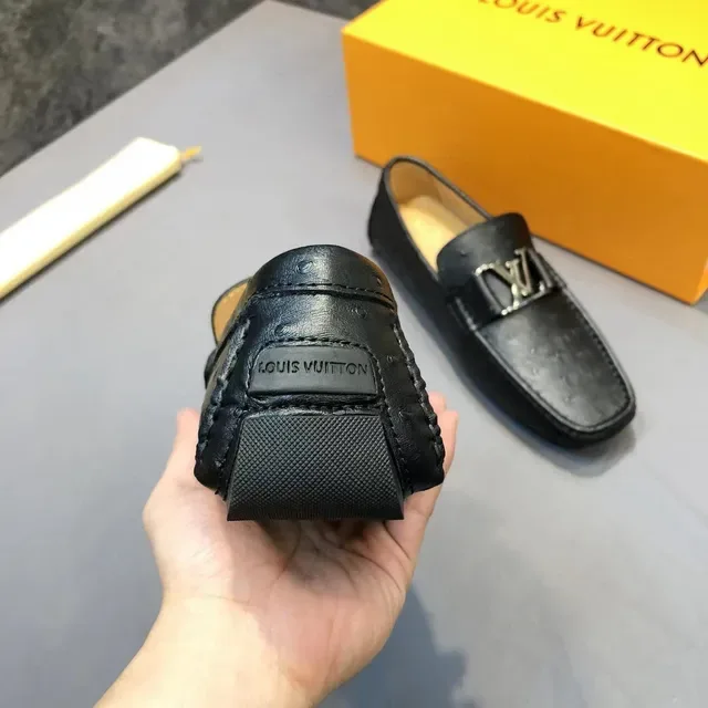 Louis Vuitton LV Buckle Loafer Black Ostrich Leather Loafers 5