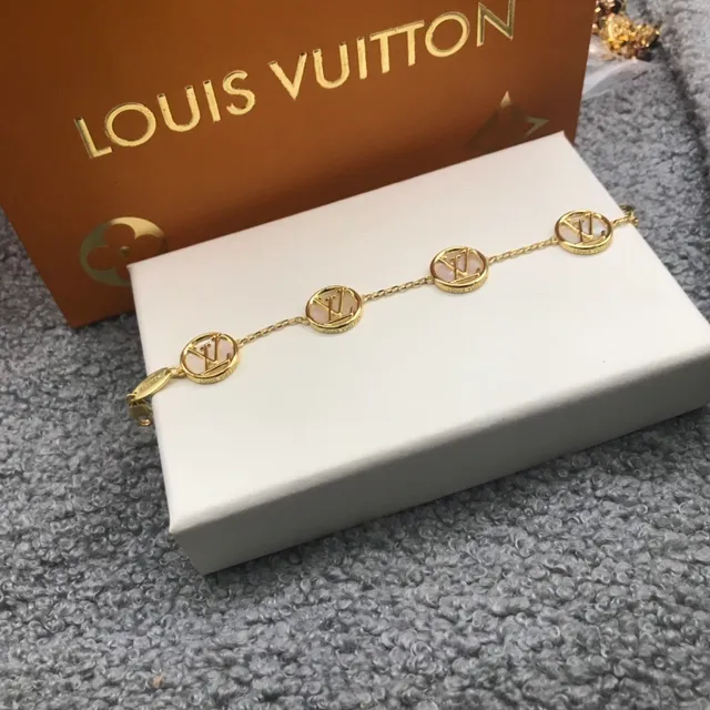 Louis Vuitton LV Circle Gold White Circular Stud Metal Earrings 5