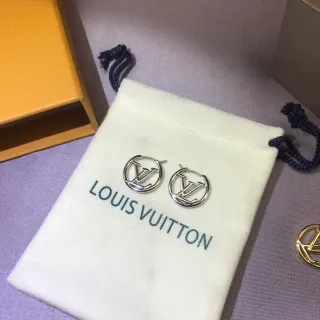 Louis Vuitton LV Circle Silver Gold Circular Hoop Open Monogram Earrings