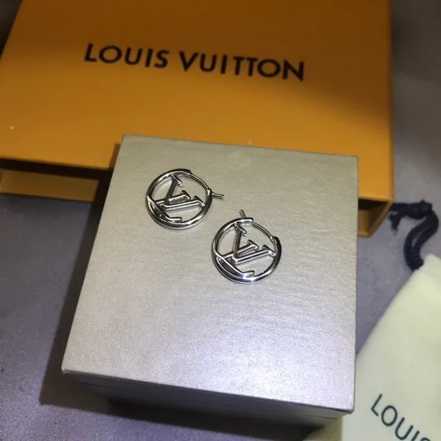 Louis Vuitton LV Circle Silver Gold Circular Hoop Open Monogram Earrings 2