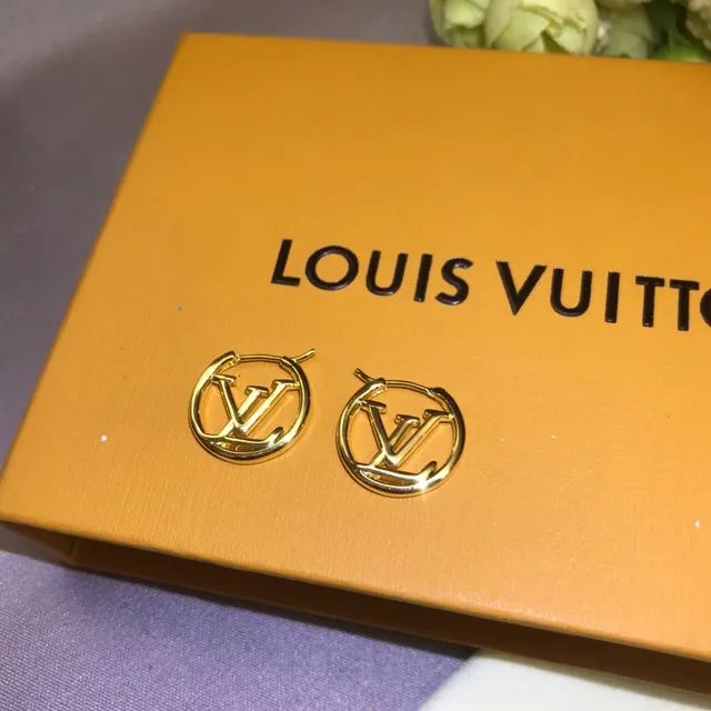 Louis Vuitton LV Circle Silver Gold Circular Hoop Open Monogram Earrings 4