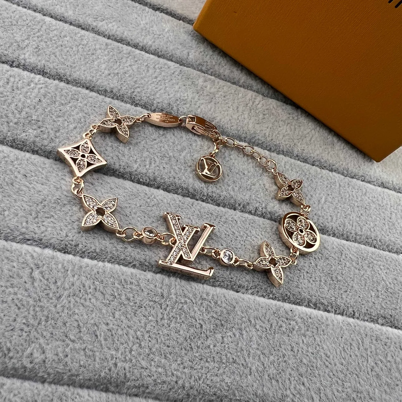 Louis Vuitton LV Flower Pave Crystal Chain Bracelet 5