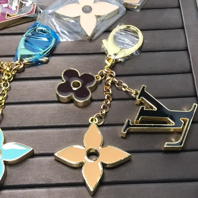 Louis Vuitton LV Flower Pink Blue Enamel-Coated Metal Gold-Tone Outline Jewelry 6
