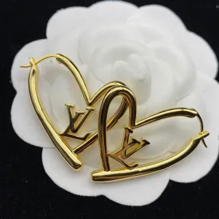 Louis Vuitton LV Heart Monogram Gold-Tone Heart Hoop Earrings