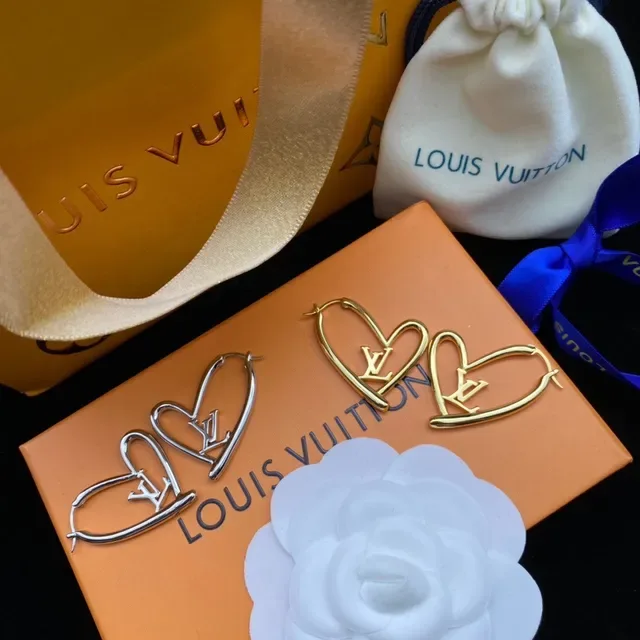 Louis Vuitton LV Heart Monogram Gold-Tone Heart Hoop Earrings 3