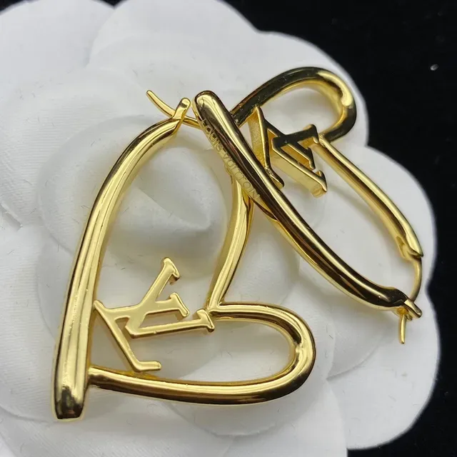 Louis Vuitton LV Heart Monogram Gold-Tone Heart Hoop Earrings 5