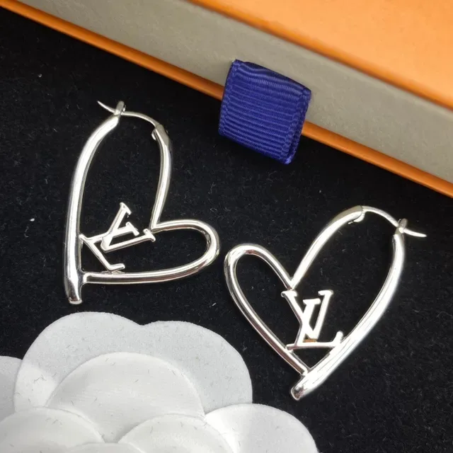 Louis Vuitton LV Heart Monogram Gold-Tone Heart Hoop Earrings 8
