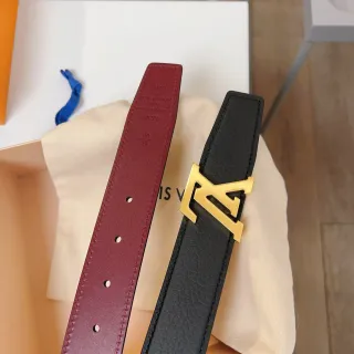 Louis Vuitton LV Initiales Black and Burgundy Leather Belt