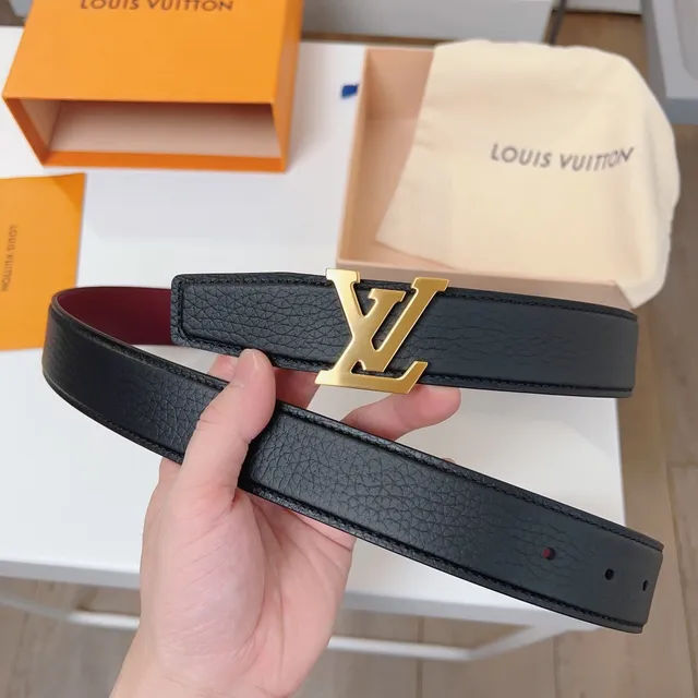 Louis Vuitton LV Initiales Black and Burgundy Leather Belt 4